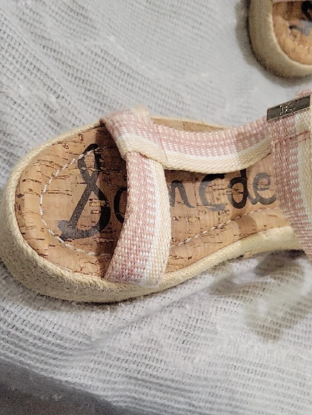 Sam Edelman Pink and Cream Espadrille Platform Strappy Sandals Womens 8